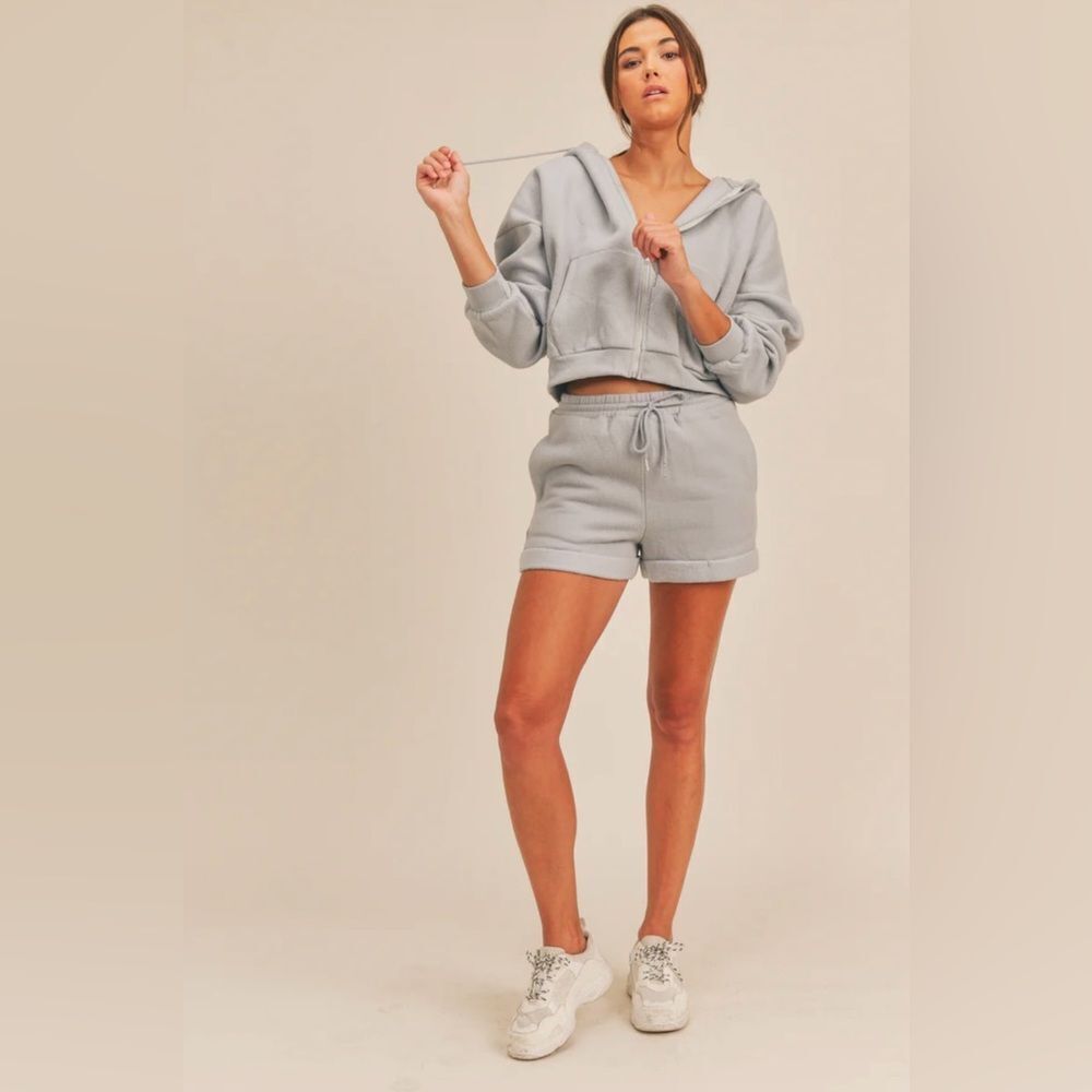 Mable | Carmen Oversized Zipup Jacket in Dusty Blue | S